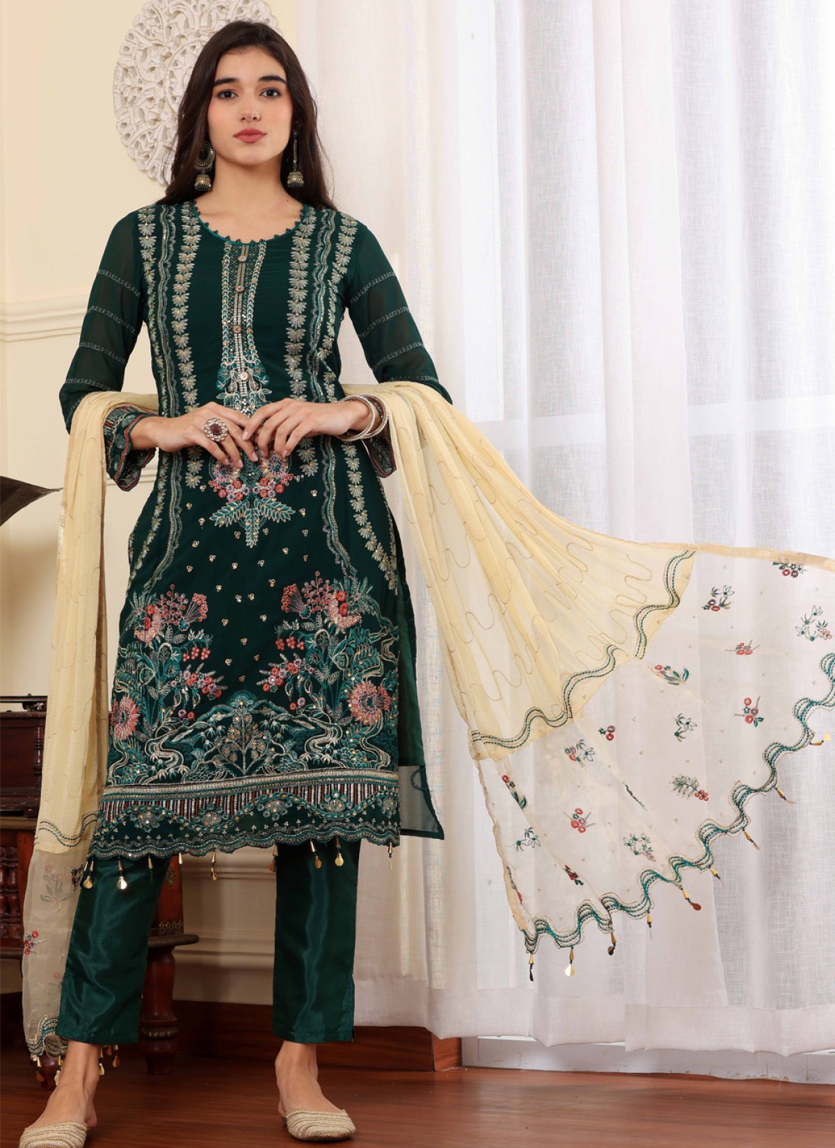 Buy Georgette Designer Straight Salwar Suit Online