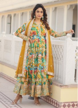 Georgette Digital Print Work Readymade Classic Gown