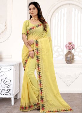 Georgette Embroidered Work Contemporary Style Saree