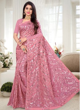 Georgette Embroidered Work Contemporary Style Saree