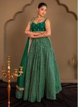 Georgette Embroidered Work Designer Lehenga Choli in Green