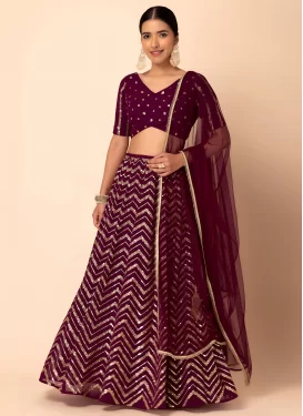 Georgette Embroidered Work Designer Lehenga Choli in Maroon