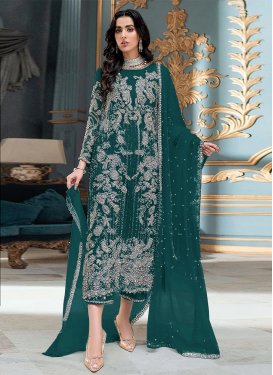 Georgette Embroidered Work Pakistani Straight Salwar Suit