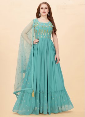 Georgette Embroidered Work Readymade Designer Gown