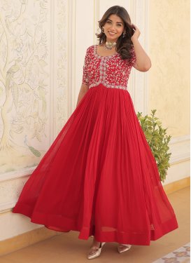 Georgette Embroidered Work Readymade Designer Gown