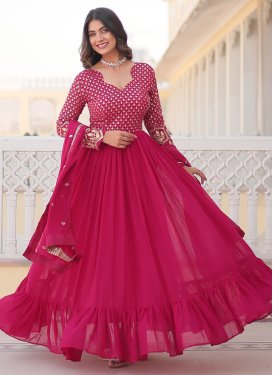 Georgette Embroidered Work Readymade Floor Length Gown