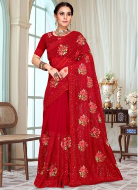 Georgette Embroidered Work Trendy Classic Saree