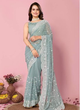 Georgette Embroidered Work Trendy Classic Saree