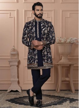 Georgette Indo Western with Embroidered Work in Black