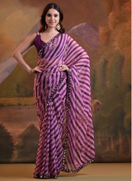 Georgette Mirror Work Purple and Violet Traditional Designer Saree