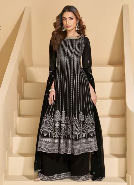 Georgette Palazzo Suit with Embroidered Work in Black