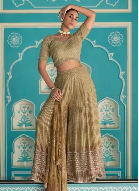 Georgette Palazzo Suit with Embroidered Work in Gold for Festival