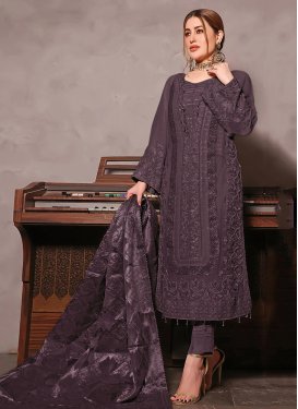 Wine Red Pant style Salwar Kameez Georgette main image 1