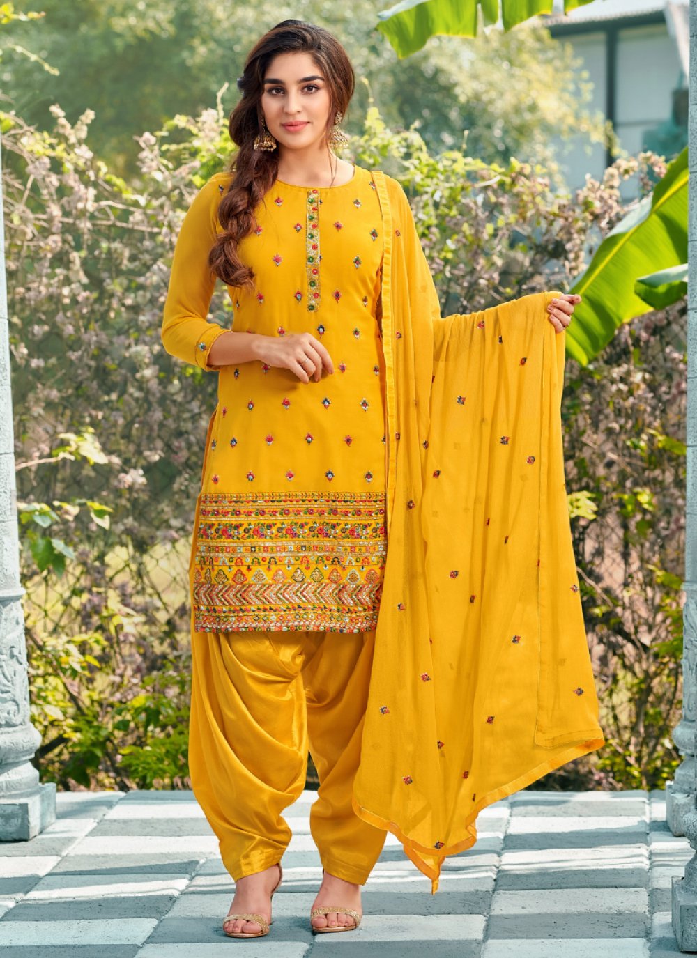 Green and #Pink Chanderi Art #Silk Readymade #Patiala Suit @ $155.76 | Shop  @ http://www.utsavfashion.… | Party wear dresses, Pakistani dresses, Kids  frocks design