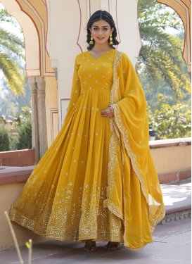 Georgette Readymade Floor Length Gown For Ceremonial