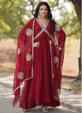 Georgette Readymade Floor Length Gown For Festival