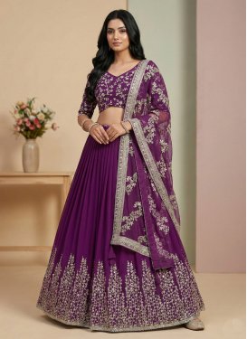Georgette Readymade Lehenga Choli with Embroidered Work in Purple