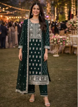 Georgette Readymade Salwar Suit with Embroidered Work in Black for Festival