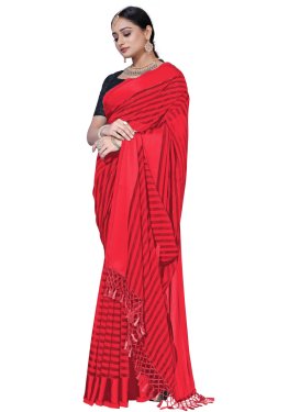 Georgette Satin Traditional Designer Saree For Casual