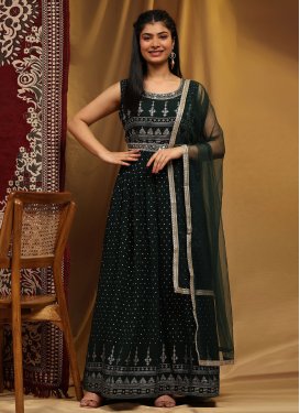 Georgette Stone Work Readymade Floor Length Gown