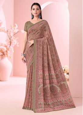 Georgette Traditional Saree with Digital Print Work for Women in Pink