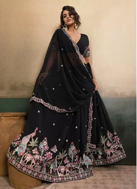 Georgette Trendy Lehenga Choli in Black with Embroidered Work for Party