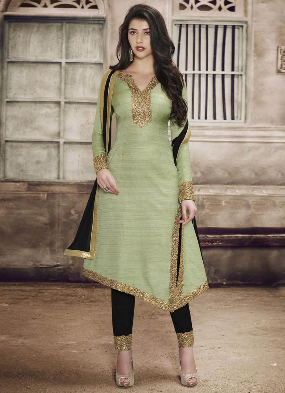 Beige color Khadi printed Straight Cut Salwar Suit – Boutique4India