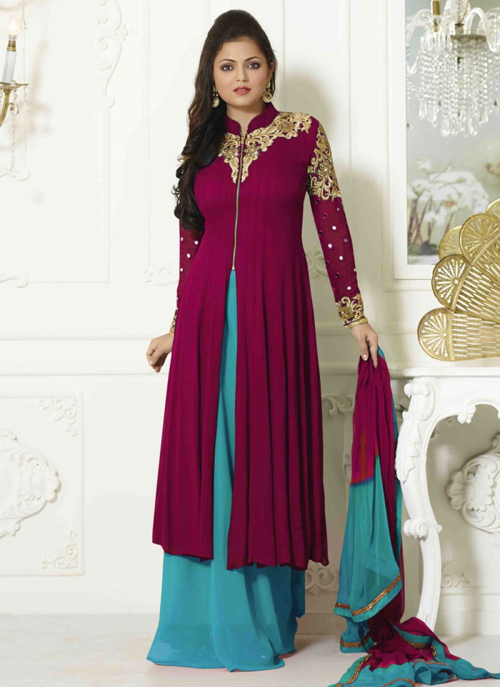 Girlish Mirror Work Drashti Dhami Designer Salwar Kameez