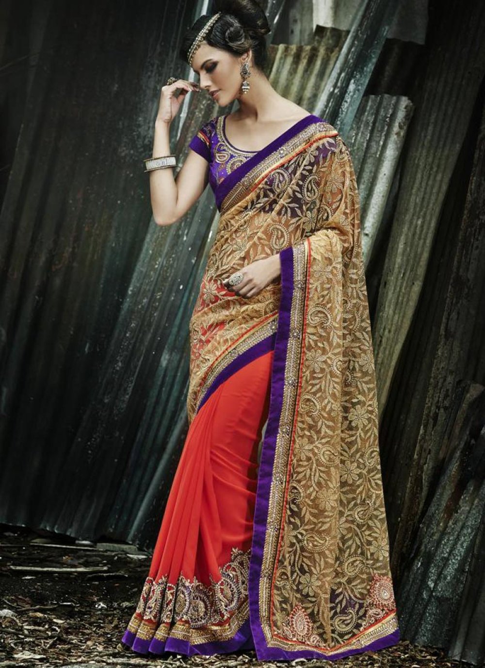 Adorable Resham And Beads Work Grey Colour Girlish Partywear Saree - KSM  PRINTS - 4206058