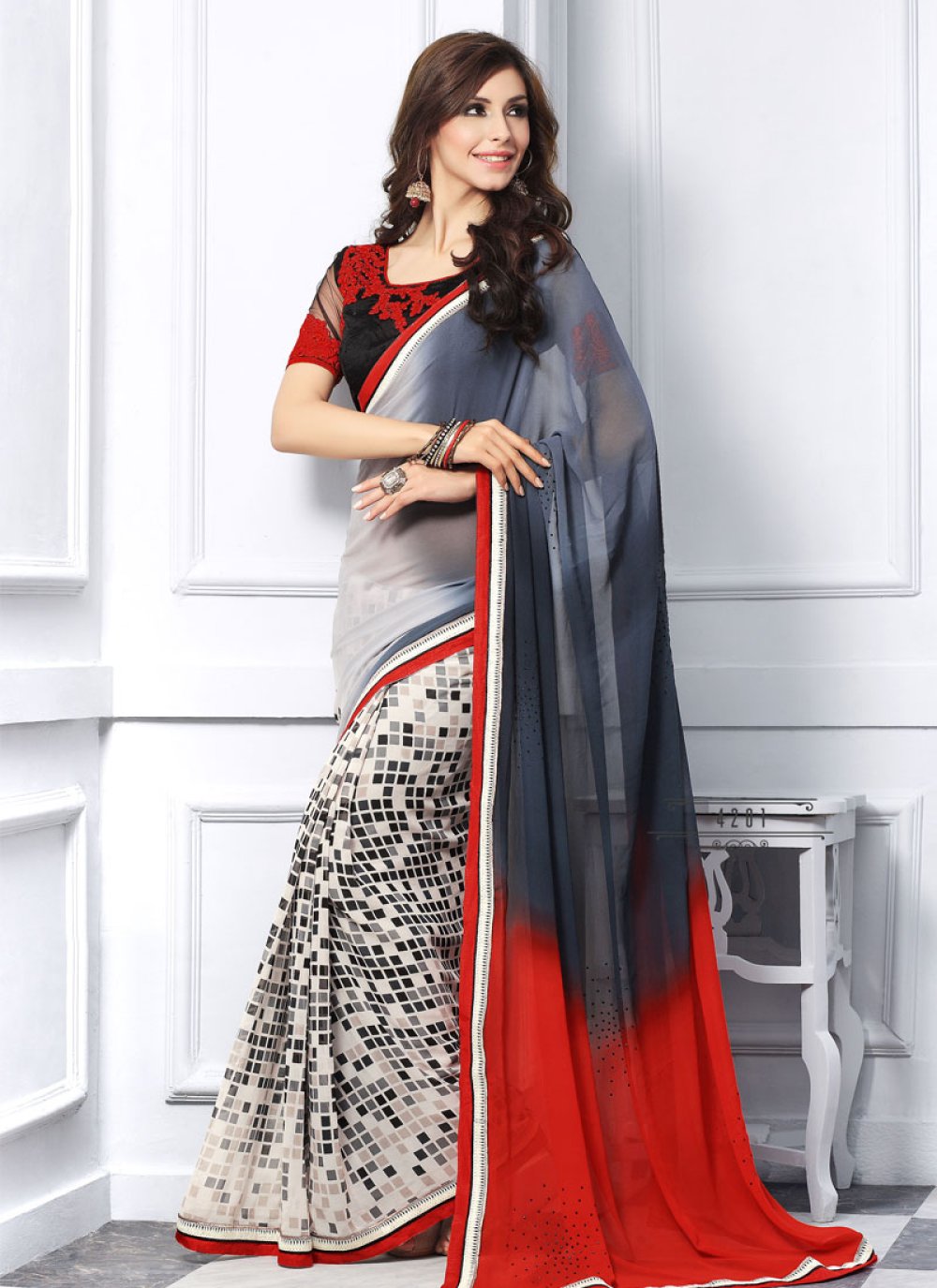 Girlish Pink Trendy Saree -