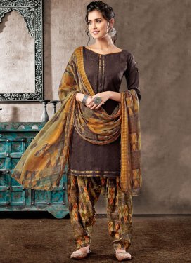 Glamorous Digital Print Jacquard Patiala Salwar Suit