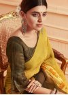 Brown and Mustard Printed Saree For Casual - 1