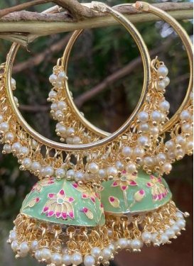 Glitzy Alloy Beads Work Earrings For Party