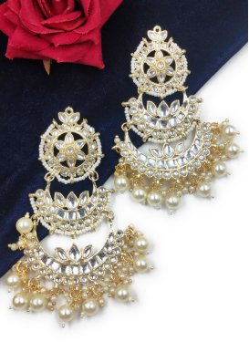 Glitzy Alloy Beads Work Gold Rodium Polish Earrings
