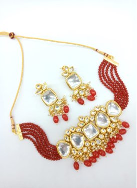 Glitzy Beads Work Necklace Set For Ceremonial