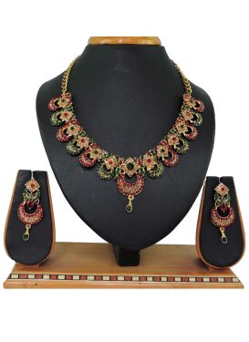 Glorious Beads Work Alloy Gold Rodium Polish Necklace Set For Ceremonial