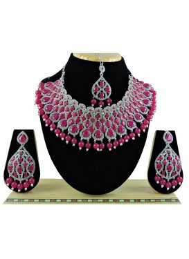 Glorious Beads Work Alloy Silver Rodium Polish Necklace Set For Festival