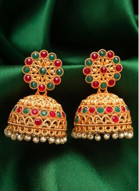 Glorious Gold and Green Alloy Earrings