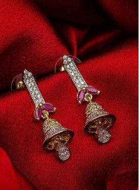 Glorious Gold and Rose Pink Alloy Earrings