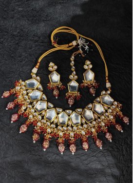 Glorious Moti Work Gold Rodium Polish Necklace Set