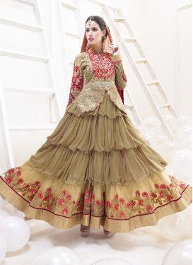 Glowing Floral Work Floor Length Designer Salwar Suit