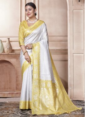Gold and White Designer Traditional Saree
