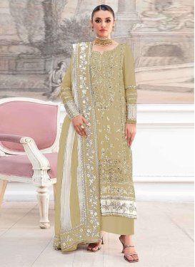 Gold Organza Embroidered Work Pakistani Suit for Women