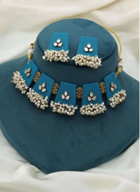 Gold Rodium Polish Alloy Necklace Set For Festival