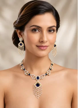 Gold Rodium Polish Alloy Necklace Set For Festival
