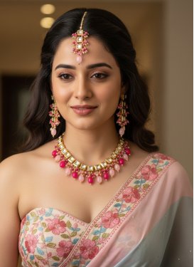 Gold Rodium Polish Multi Colour Necklace Set