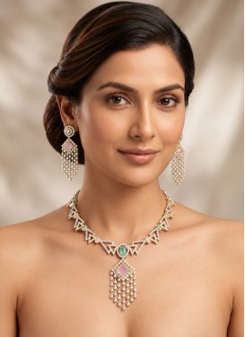 Gold Rodium Polish Multi Colour Necklace Set