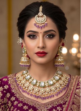 Gold Rodium Polish Necklace Set For Bridal