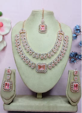 Gold Rodium Polish Stone Work Necklace Set