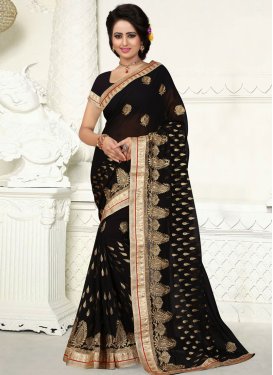 Gorgonize Black Color Embroidery Work Party Wear Saree